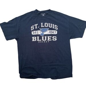 St. Louis Blues VTG Blue White Yellow Mens sz XL Hockey NHL T-shirt Missouri GUC